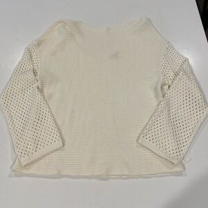 Fate Cream White Crew Neck Tie Back Sweater Open Knit S